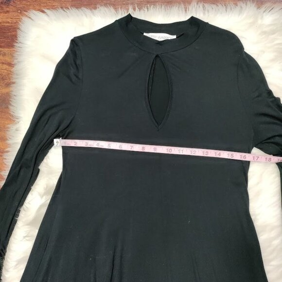Gypsy Warrior Long Sleeve Keyhole Mock Neck Mini Dress Black Women's Size M - Picture 10 of 10
